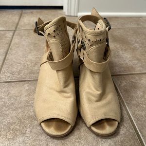 Tan size 10 booties with buckles on side